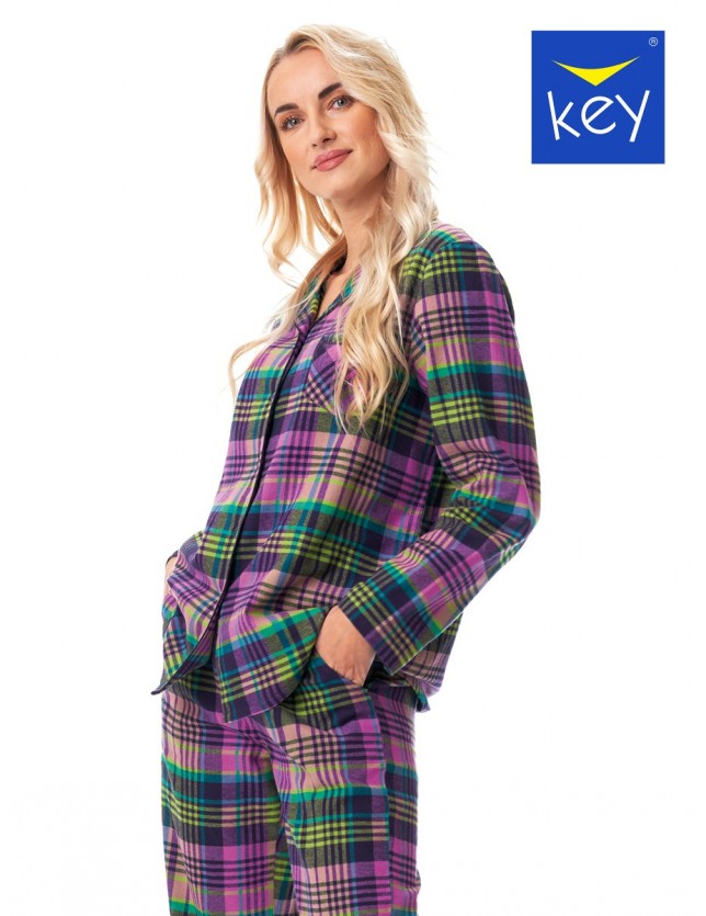 Gombos női pizsama Key LNS 409 B23 dł/r 2XL-4XL rozpinana