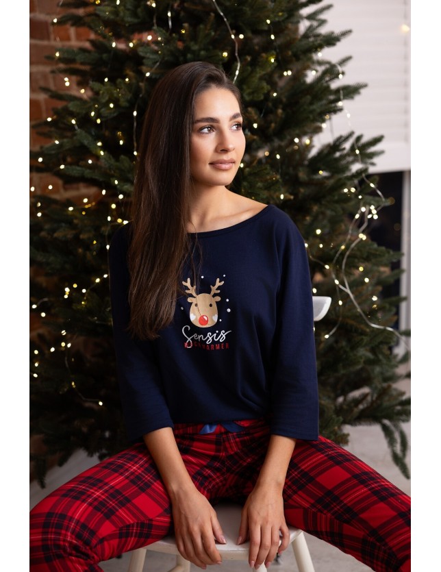 Karácsonyi női pizsama Sensis Lucy 3/4 Christmas S-XL