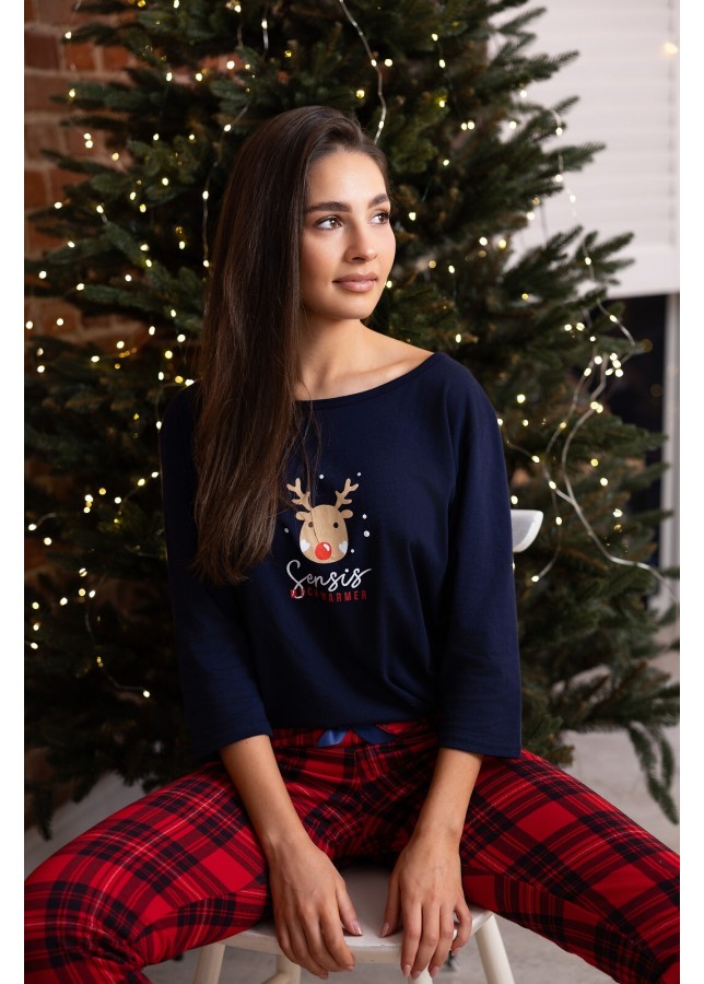 Karácsonyi női pizsama Sensis Lucy 3/4 Christmas S-XL