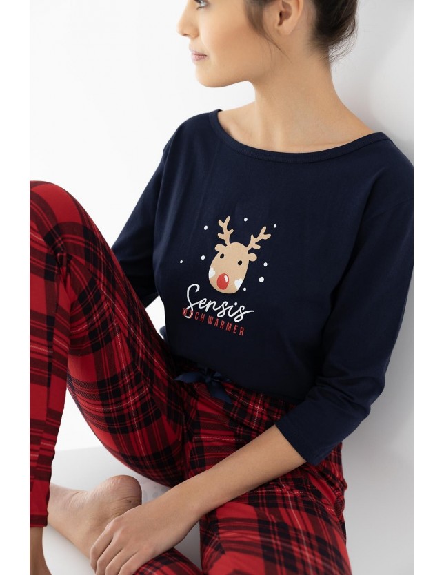 Karácsonyi női pizsama Sensis Lucy 3/4 Christmas S-XL