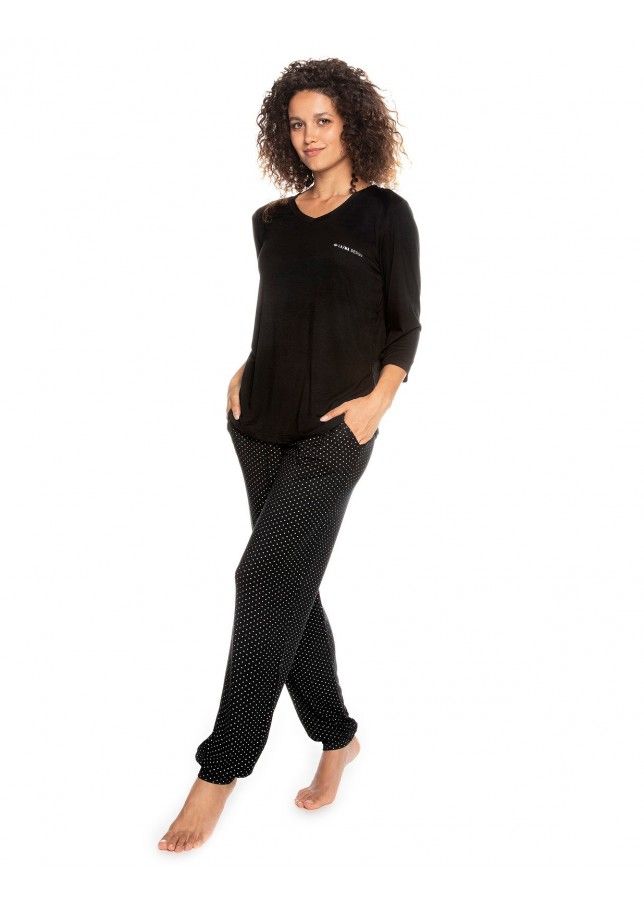 Fekete női pizsama L-VIS 1424 PY dł/r S-4XL